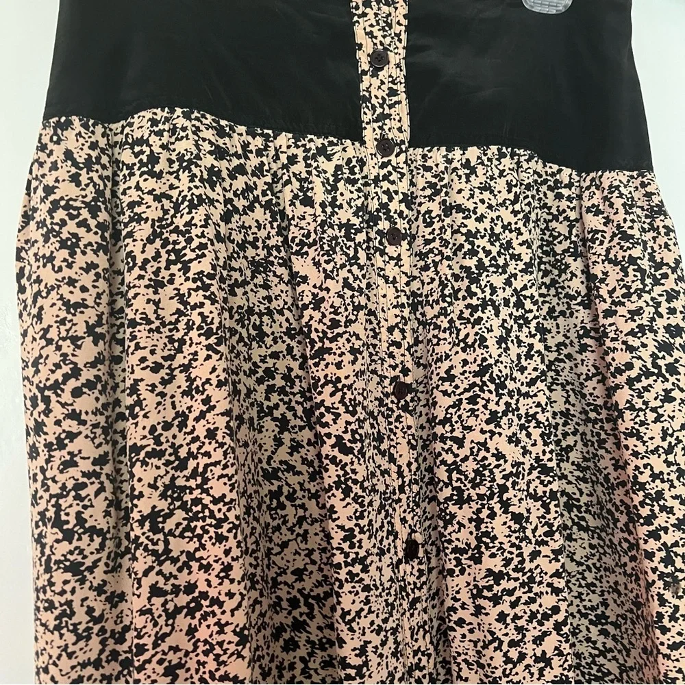 Vintage Robert Sandel Silk Midi Skirt – Tan & Black Animal Print | A-Line